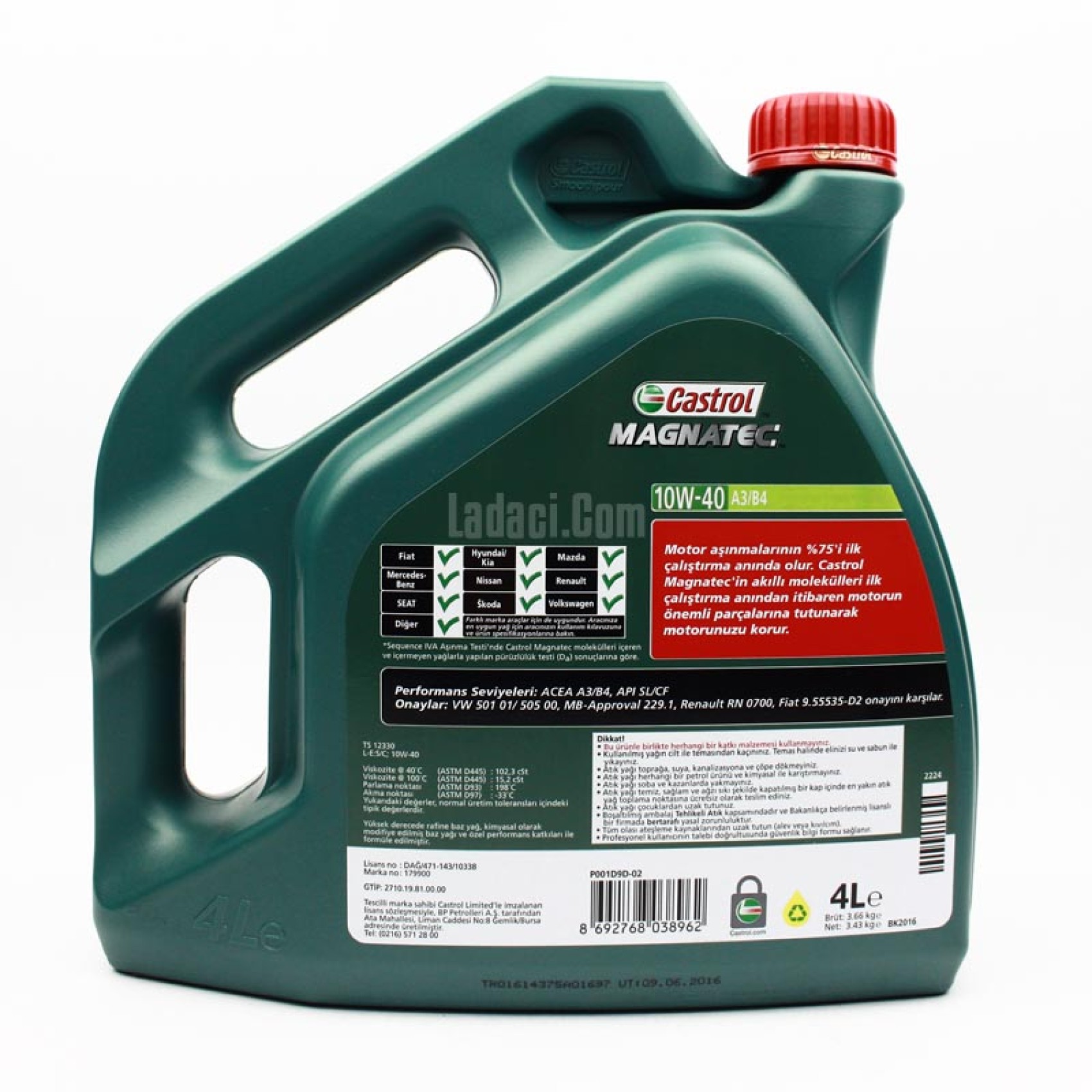 Motor Yağı, 10W-40 Castrol Magnatec 4 Litre CAST-MAG-10W-40-C4 ...